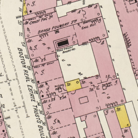 Sanborn Map of 24, 26 Beach Street, Boston.