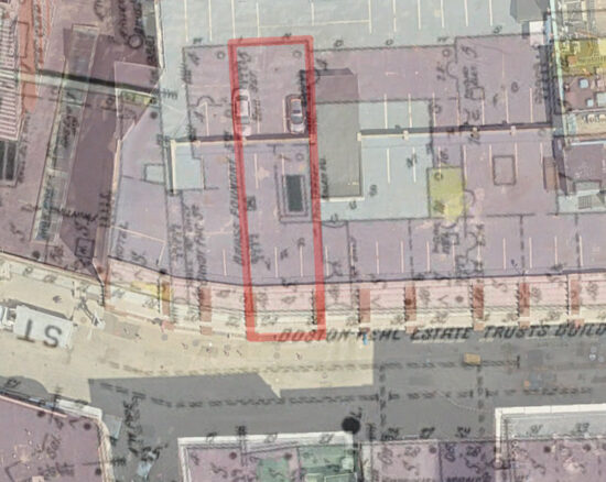 Overlay shows location of Williams, Page, & Co. at Beach Street. 