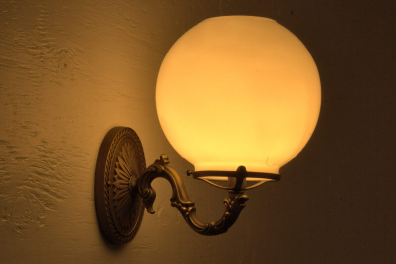 W.T.Kirkman Lanterns "Silverton" Gas Lamp with Plain Opal Ball Shade