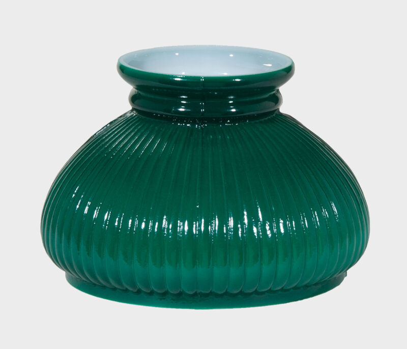 7" Cased Green Ribbed Student Lamp Shade Low Top