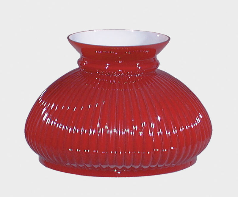 7" Cased Red Rib Student Glass Lamp Shade