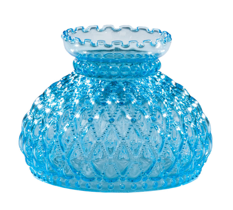 7" Diamond Quilted Blue Glass Lamp Shade