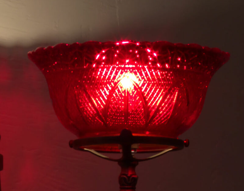 Red Fishscale Vintage Lamp Shade for 4" Gas Lamps