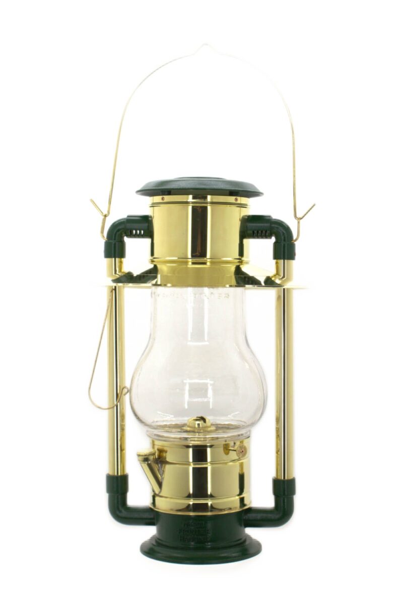 W.T.Kirkman Frontier Street Lamp Green with Polished Brass Trim