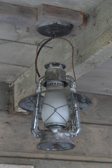 W.T.Kirkman Lanterns Little champ Lantern with Hooded Reflector, Top Wired hanging Lamp at Knotts Berry Farm