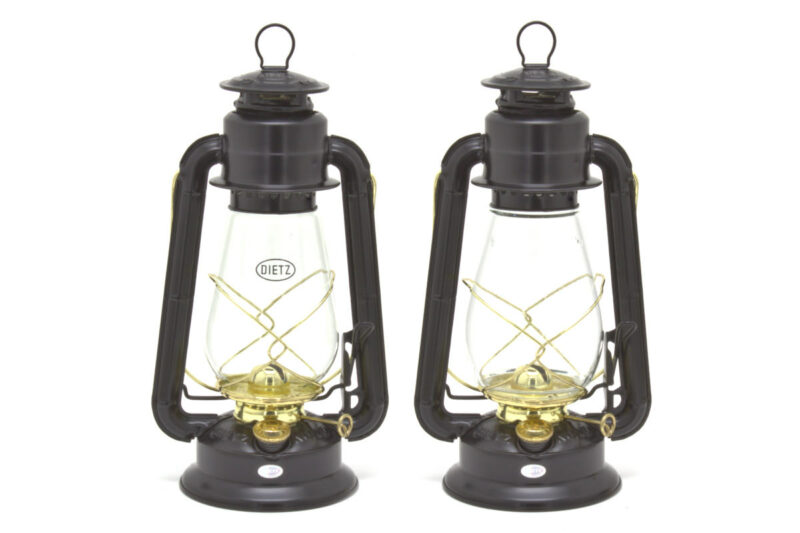 Dietz #20 Junior Black Finish lanterns with Clear Dietz and Kirkman Globes