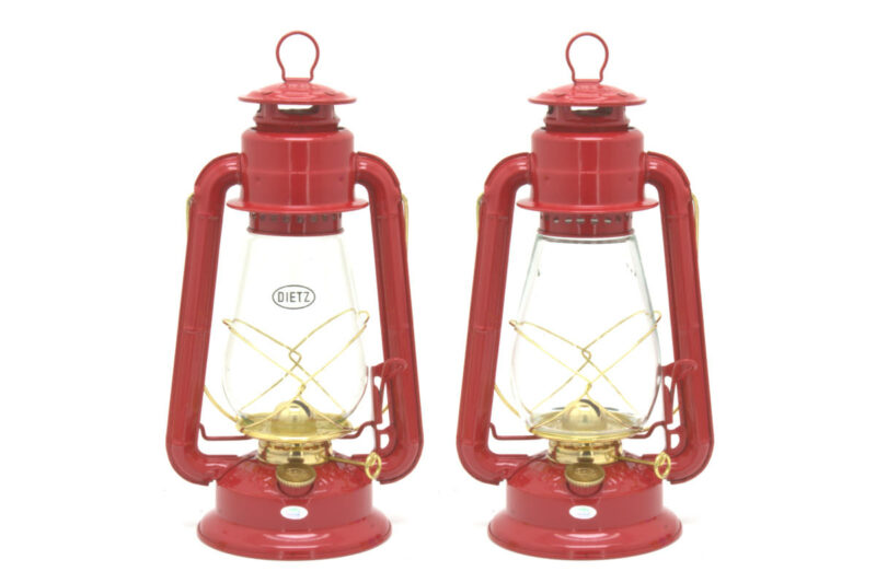 Dietz #20 Junior Red Finish lanterns with Clear Dietz and Kirkman Globes
