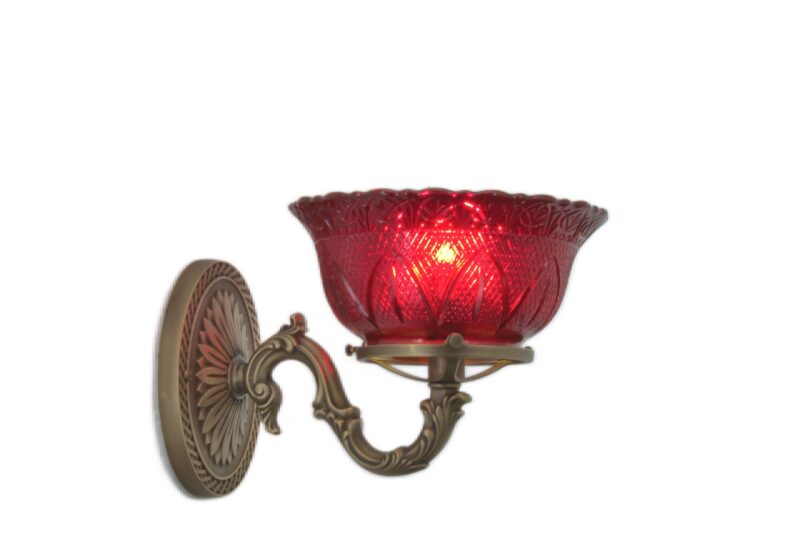 W.T.Kirkman Lanterns "Silverton" Gas Lamp with Vintage Red shade and Antique Brass finish