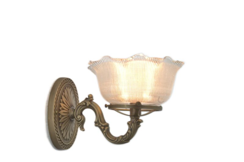 W.T.Kirkman Lanterns "Silverton" Gas Lamp with Vintage Holophane Shade, and Antique Brass Finish